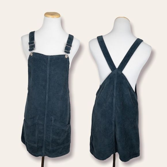 Topshop Dresses & Skirts - Topshop Womens Moto Petites Green Corduroy Pinafore Dress Size 2P Overall